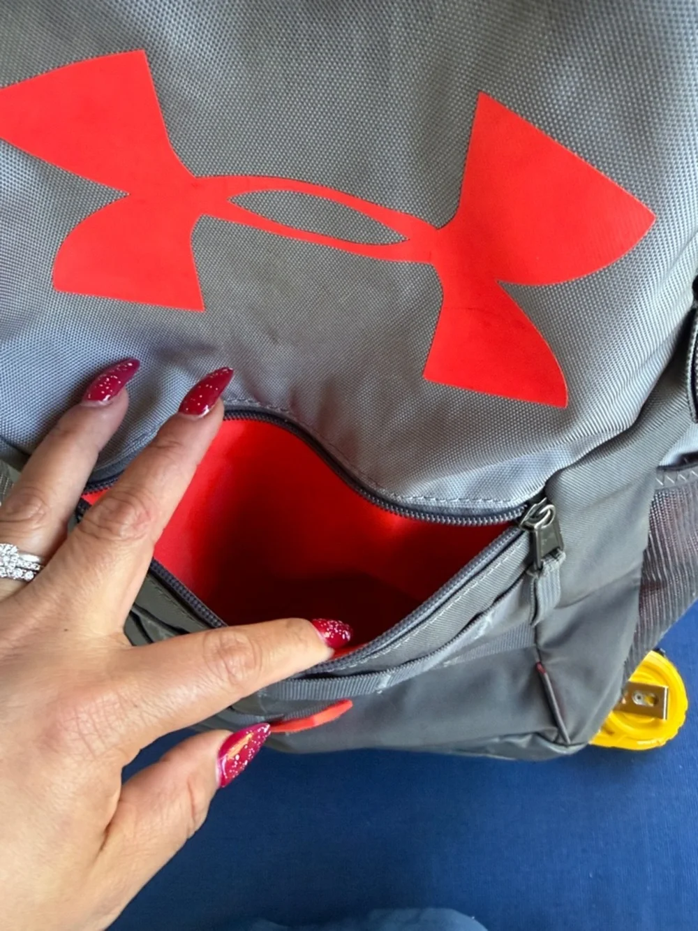 Under Armour Gray and Red Athletic Backpack